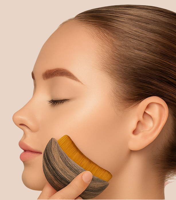 Brosse de Drainage Facial en Bois Naturel et Poils Végétaux