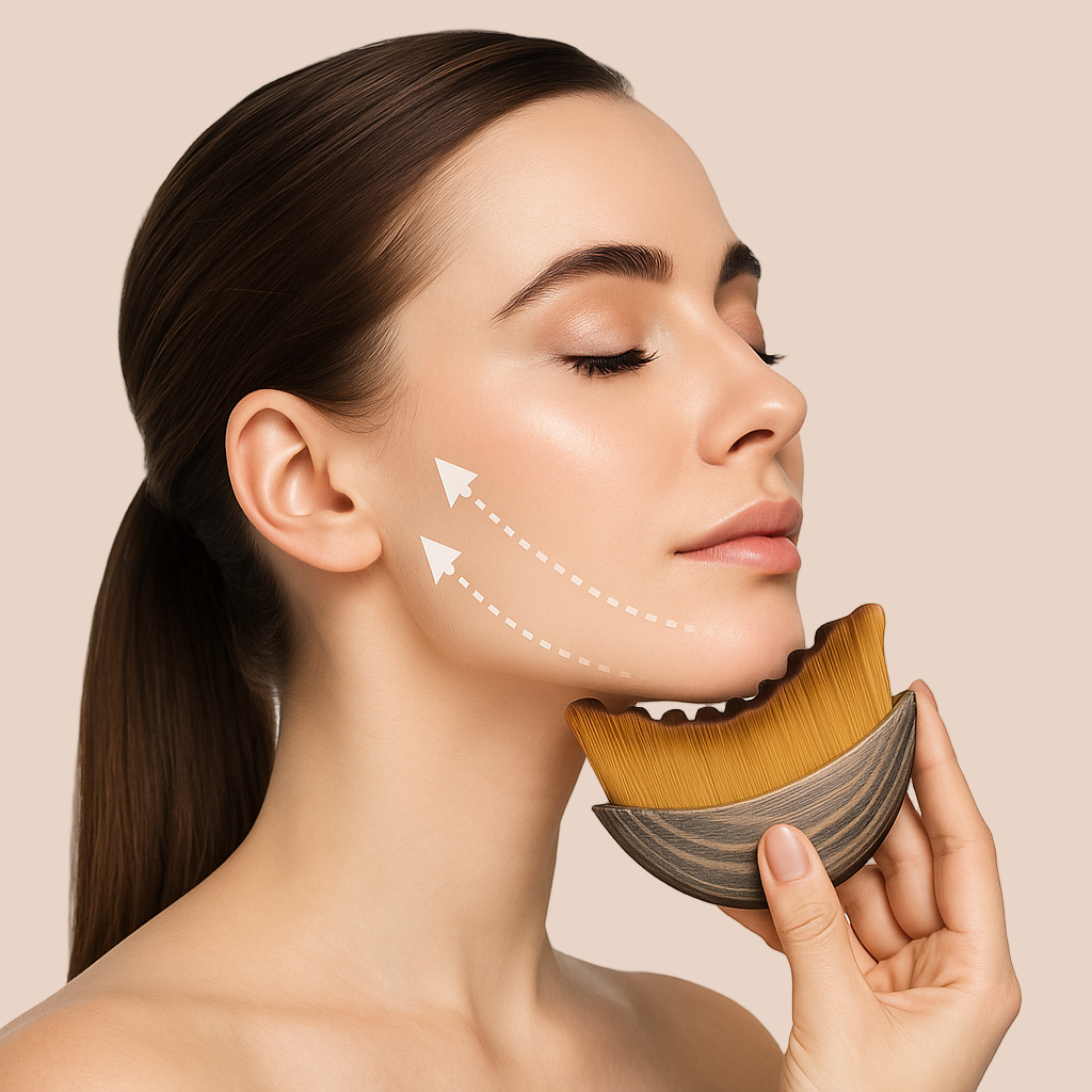 Brosse de Drainage Facial en Bois Naturel et Poils Végétaux