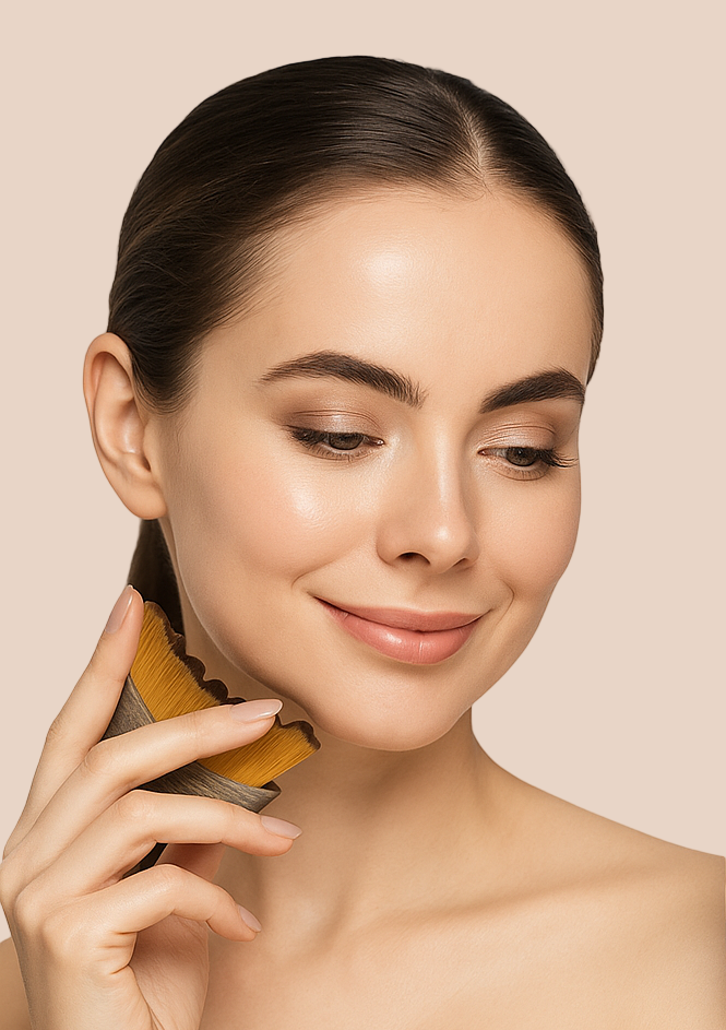 Brosse de Drainage Facial en Bois Naturel et Poils Végétaux